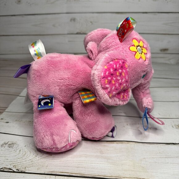 Taggies Pink Elephant Ribbon Tags Rattle Plush Stuffed Animal - Picture 3 of 9